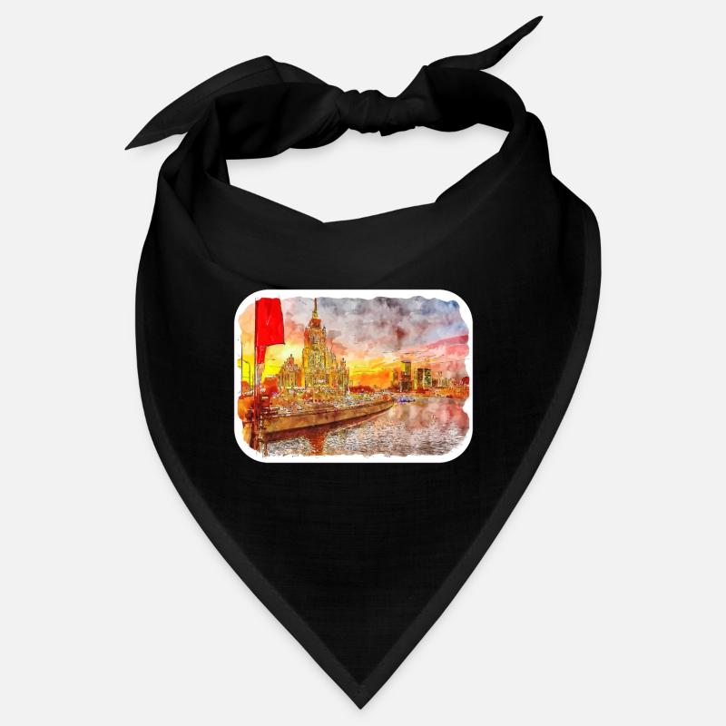 Moscou Russie Aquarelle Esquisse Dessinée Peinture Bandana