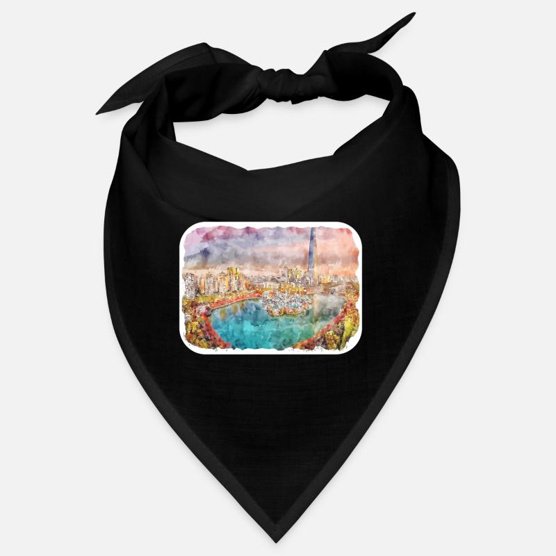 Corée du Sud Point de repère Aquarelle Dessin d’esquisse Bandana