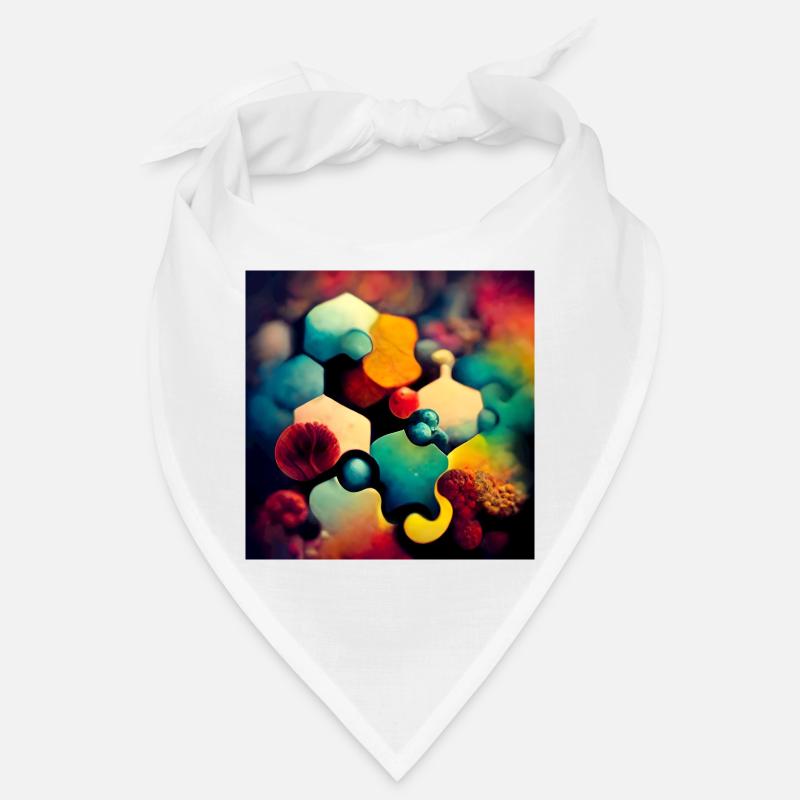 A puzzle with molecules - Bandana - white