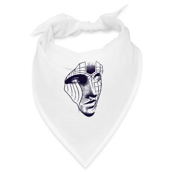 Roboter-Gesichtszeichnung 3D-Linien & Dotwork-Kunst - Bandana - Weiß - Vorne