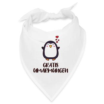 Pinguin Herz Süß Statement Tier Vogel Arktis - Bandana - Weiß - Vorne