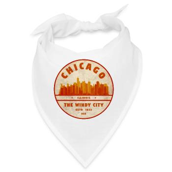 Chicago Windy City Skyline Vintage - Bandana - Weiß - Vorne