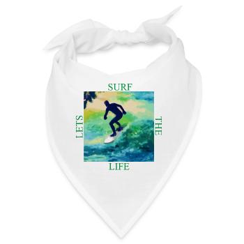 Surfer auf Farbwellen - Bandana - Weiß - Vorne