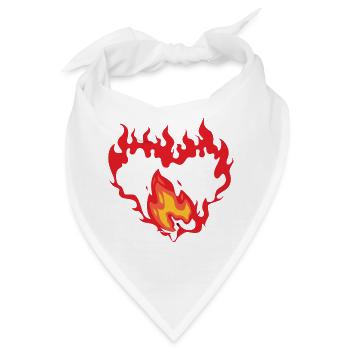 Symbolisches Flammendes Herz - Bandana - Weiß - Vorne