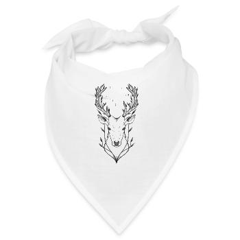 Hirsch-Dotwork und Astro-Zeichen Waage - Bandana - Weiß - Vorne