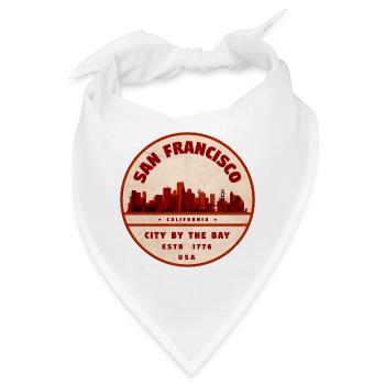 San Francisco Stadtbild Vintage Badge - Bandana - Weiß - Vorne