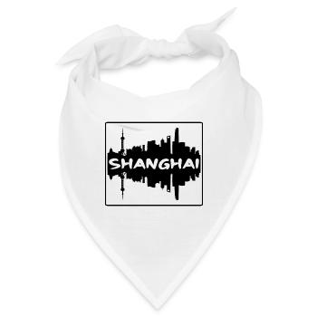 Shanghai China Skyline Silhouette Reisesouvenir - Bandana - Weiß - Vorne