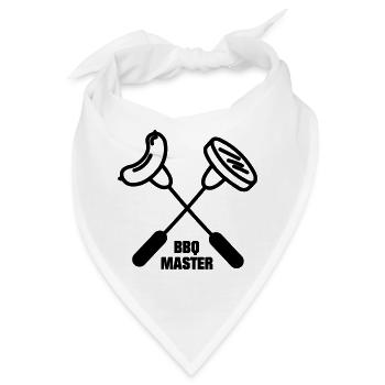 BBQ Master mit zwei gekreuzten Gabeln - Bandana - Weiß - Vorne
