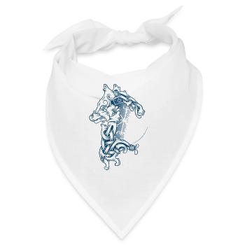 Wolf Vikings Fenrir dotwork & Vegvisir - Bandana - Weiß - Vorne