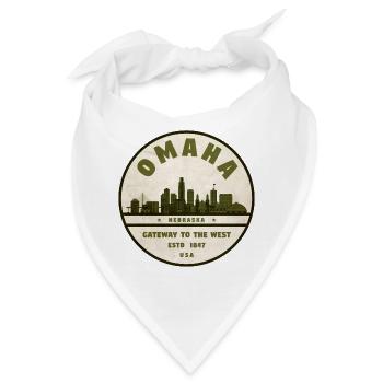 Omaha Skyline Vintage Abzeichen - Bandana - Weiß - Vorne