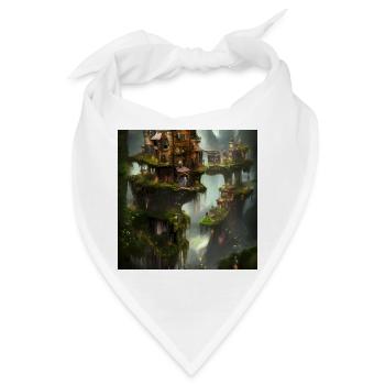 Tolle Stadt auf dem Felsen mit Feen. - Bandana - Weiß - Vorne