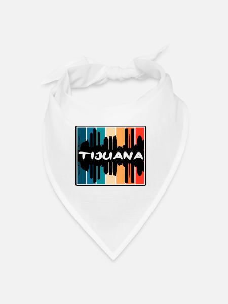 Tijuana Mexico Skyline Silhouette Travel Souvenir - Bandana - white - Front