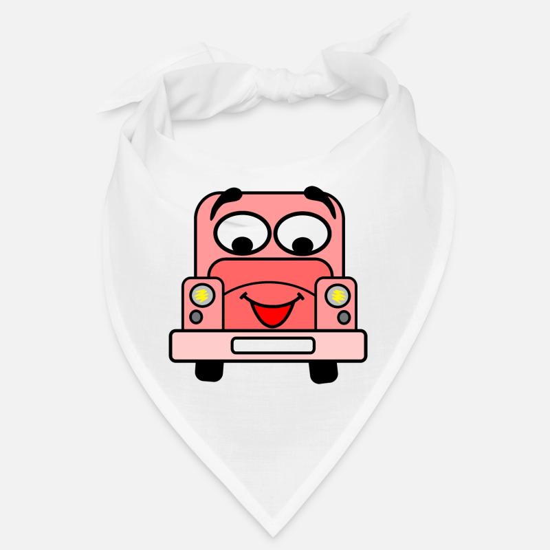Fröhliches Auto mit Gesicht rosa Bandana