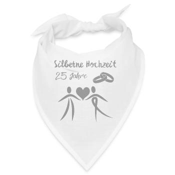 Silberne Hochzeit 25 Jahre Paar Ehepaar silber - Bandana - Weiß - Vorne