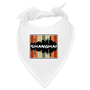 Shanghai China Skyline Silhouette Reisesouvenir - Bandana - Weiß - Vorne