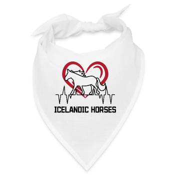 Islandpferde Herz pferdeliebe Statement Pferdefan - Bandana - Weiß - Vorne
