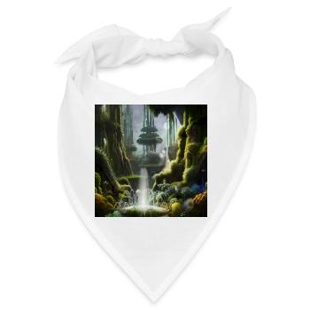 Fantasielandschaft am Morgen. - Bandana - Weiß - Vorne