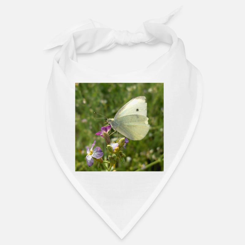 Papillon blanc sur fleur rose Bandana