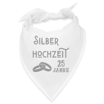 Silberhochzeit 25 Jahre verheiratet silber Ringe - Bandana - Weiß - Vorne