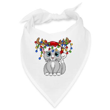 Weihnachts Mieze - Bandana - Weiß - Vorne