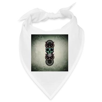 Totenkopf mit Eule - Bandana - Weiß - Vorne