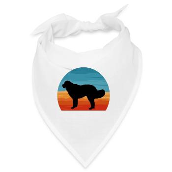Landseer Hundeliebhaber Silhouette Vintage Sonnenuntergang - Bandana - Weiß - Vorne