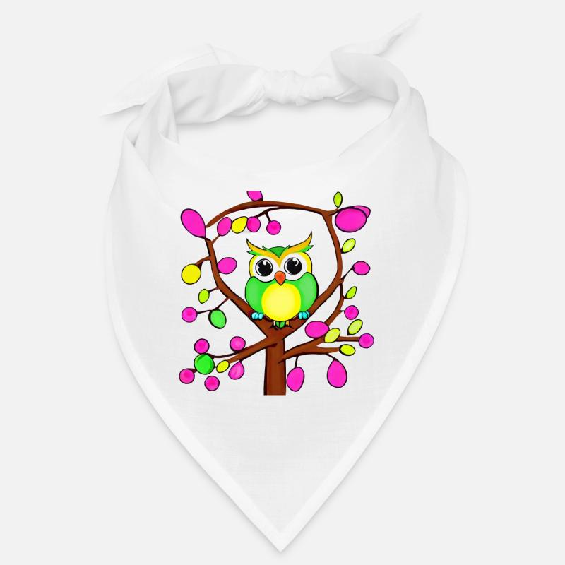 Glückliche Eule in einem bunten Baum Bandana
