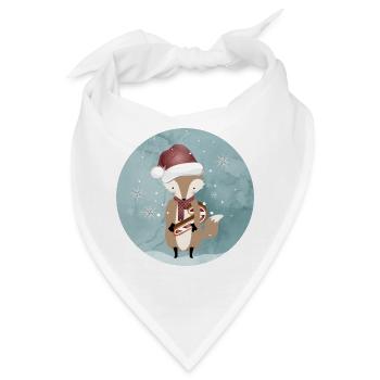 goldiger Fuchs für Weihnachten mit Zuckerstange - Bandana - Weiß - Vorne