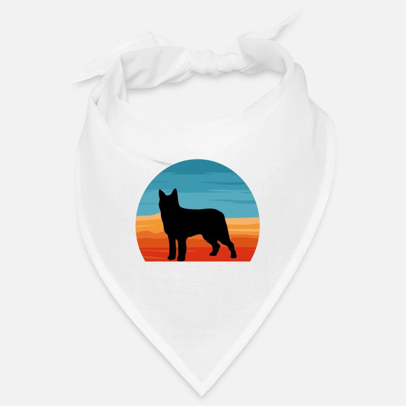 Bouvier Des Ardennes Chien Silhouette Rétro Coucher de Soleil Bandana