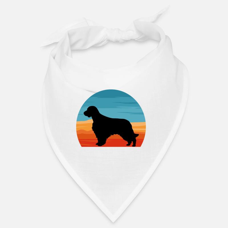 Welsh Springer Spaniel Dog Silhouette Retro Sunset Bandana