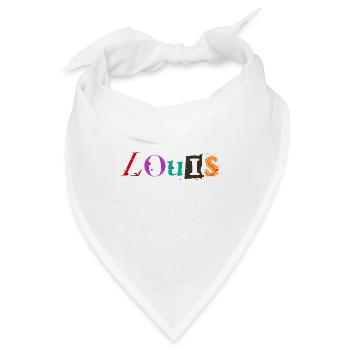 Louis, skizzenhaftes Vornamengeschenk - Bandana - Weiß - Vorne