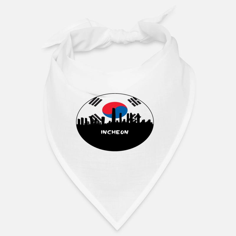 Incheon Corée du Sud Drapeau Skyline Silhouette Travel Bandana