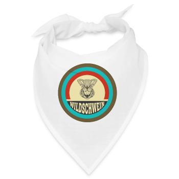 Wildschwein Vintage Design - Bandana - Weiß - Vorne