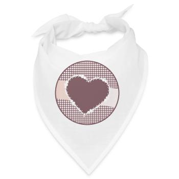 nostalgisches Etikett in Altrosa mit großen Herz - Bandana - Weiß - Vorne