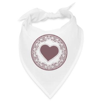 Nostalgie Tortenspitze Etikett in Altrosa mit Herz - Bandana - Weiß - Vorne