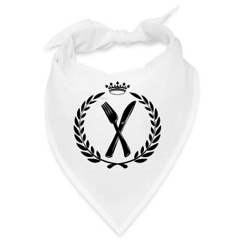 Messergabel und Löffel im Lorbeerkranz gekreuzt - Bandana - Weiß - Vorne