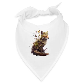 Fuchs mit Pflanzen auf dem Rücken - Bandana - Weiß - Vorne