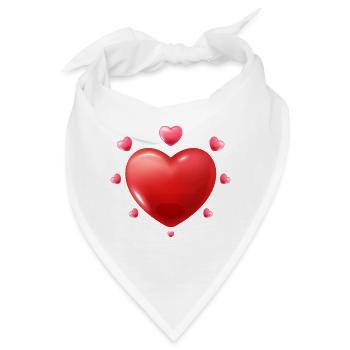 Liebe - Valentinstag - Herzen - Bandana - Weiß - Vorne
