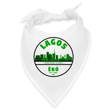 Lagos Skyline Grün - Bandana - Weiß - Vorne