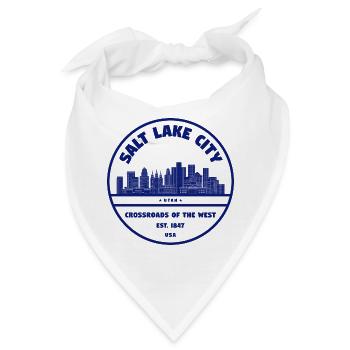 Salt Lake City Skyline Wappen - Bandana - Weiß - Vorne