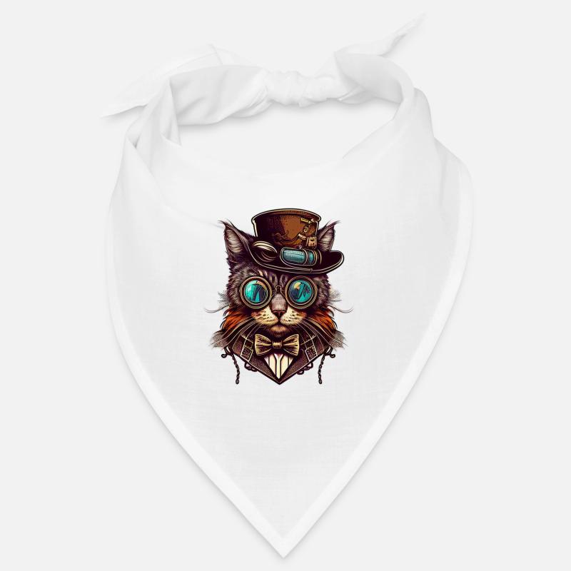 Steampunk Katze mit Hut und Brille Bandana