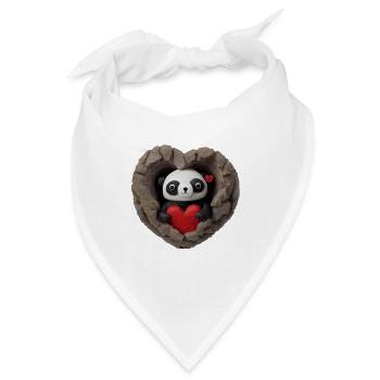 Panda Herz in Felsenhöhle - Bandana - Weiß - Vorne