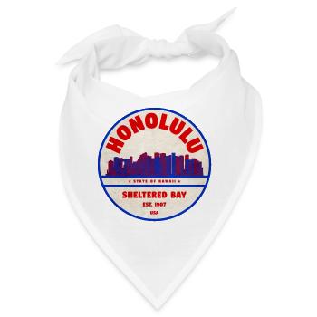 Honolulu Skyline Vintage Abzeichen - Bandana - Weiß - Vorne