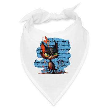 Lustige Katze - Bandana - Weiß - Vorne