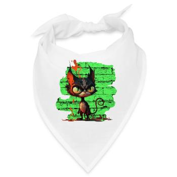 Lustige Katze - Bandana - Weiß - Vorne