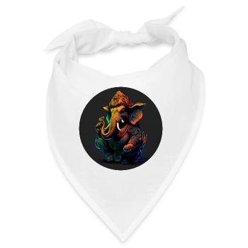 Ganesha Neon | Indischer Gott - Bandana - Weiß - Vorne