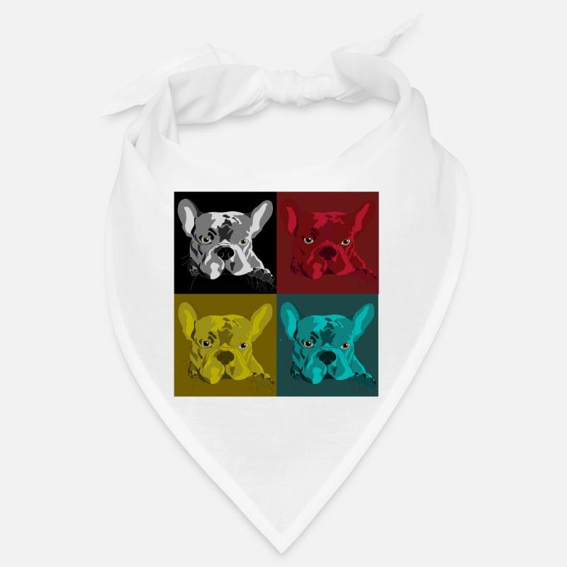 Frenchie Pop Art Vierfarb Design Bandana
