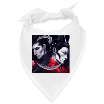 Samurai dragon portrait Art Valentine Moonlight - Bandana - Weiß - Vorne