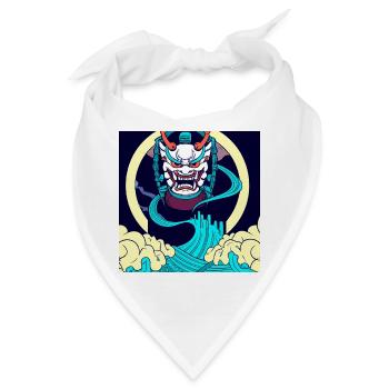Asia Oni mask - Oni Tattoo - der japanische Dämon - Bandana - Weiß - Vorne