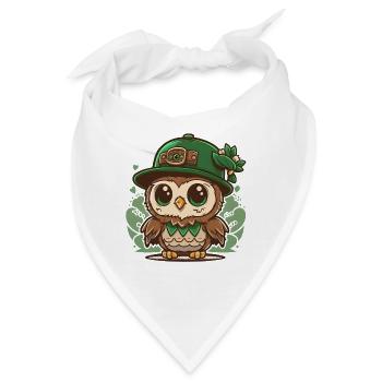 St. Patrick s Day Kawaii Eule mit Hut - Bandana - Weiß - Vorne